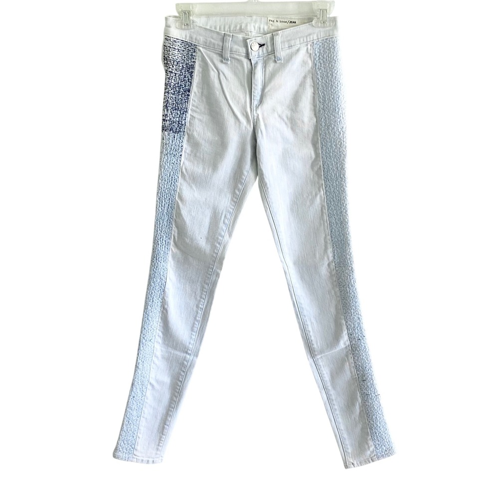 Rag & Bone Jean Skinny Jeans Sachiko Blue Tweed Side Stripe W1534K520 Size 26